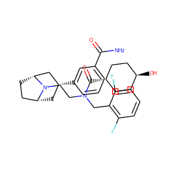 NC(=O)c1cccc([C@@H]2C[C@@H]3CC[C@H](C2)N3CCN(Cc2c(F)cccc2F)C(=O)[C@H]2CC[C@H](O)CC2)c1 ZINC001772569969