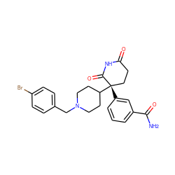 NC(=O)c1cccc([C@]2(C3CCN(Cc4ccc(Br)cc4)CC3)CCC(=O)NC2=O)c1 ZINC000040379892