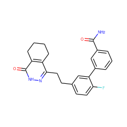 NC(=O)c1cccc(-c2cc(CCc3n[nH]c(=O)c4c3CCCC4)ccc2F)c1 ZINC000141454733