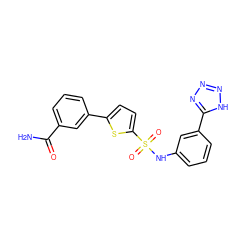 NC(=O)c1cccc(-c2ccc(S(=O)(=O)Nc3cccc(-c4nnn[nH]4)c3)s2)c1 ZINC000114604466