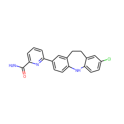 NC(=O)c1cccc(-c2ccc3c(c2)CCc2cc(Cl)ccc2N3)n1 ZINC000473120495