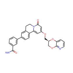 NC(=O)c1cccc(-c2ccc3c(c2)CCn2c-3cc(OC[C@@H]3COc4ncccc4O3)cc2=O)c1 ZINC001772656678