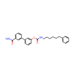 NC(=O)c1cccc(-c2cccc(OC(=O)NCCCCCCc3ccccc3)c2)c1 ZINC000027646193