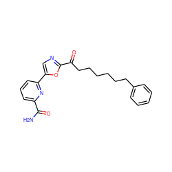 NC(=O)c1cccc(-c2cnc(C(=O)CCCCCCc3ccccc3)o2)n1 ZINC000035259961