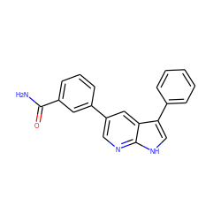 NC(=O)c1cccc(-c2cnc3[nH]cc(-c4ccccc4)c3c2)c1 ZINC000063298117