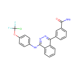 NC(=O)c1cccc(-c2nnc(Nc3ccc(OC(F)(F)Cl)cc3)c3ccccc23)c1 ZINC000028524939