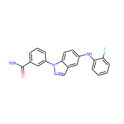 NC(=O)c1cccc(-n2ncc3cc(Nc4ccccc4F)ccc32)c1 ZINC000096906423