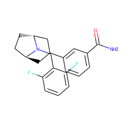 NC(=O)c1cccc(C2C[C@H]3CC[C@H](C2)N3Cc2c(F)cccc2F)c1 ZINC001772571062