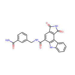 NC(=O)c1cccc(CNC(=O)c2cc3c(c4c2[nH]c2ccccc24)C(=O)NC3=O)c1 ZINC000064448117