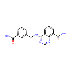 NC(=O)c1cccc(CNc2ncnc3c(C(N)=O)cccc23)c1 ZINC000114348373