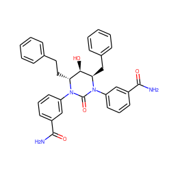 NC(=O)c1cccc(N2C(=O)N(c3cccc(C(N)=O)c3)[C@H](Cc3ccccc3)[C@H](O)[C@H]2CCc2ccccc2)c1 ZINC000028125020