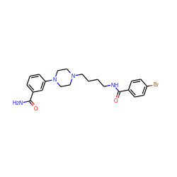 NC(=O)c1cccc(N2CCN(CCCCNC(=O)c3ccc(Br)cc3)CC2)c1 ZINC000034985694