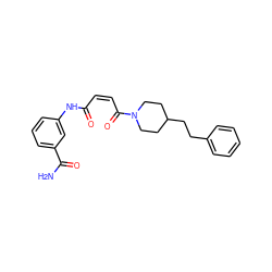 NC(=O)c1cccc(NC(=O)/C=C\C(=O)N2CCC(CCc3ccccc3)CC2)c1 ZINC001772625513