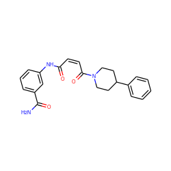 NC(=O)c1cccc(NC(=O)/C=C\C(=O)N2CCC(c3ccccc3)CC2)c1 ZINC001772578532