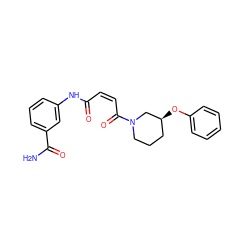 NC(=O)c1cccc(NC(=O)/C=C\C(=O)N2CCC[C@H](Oc3ccccc3)C2)c1 ZINC001772588130