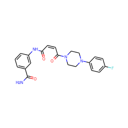 NC(=O)c1cccc(NC(=O)/C=C\C(=O)N2CCN(c3ccc(F)cc3)CC2)c1 ZINC001772615718