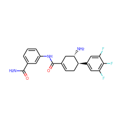 NC(=O)c1cccc(NC(=O)C2=CC[C@H](c3cc(F)c(F)c(F)c3)[C@@H](N)C2)c1 ZINC000036310853