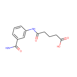 NC(=O)c1cccc(NC(=O)CCCC(=O)O)c1 ZINC000014557902