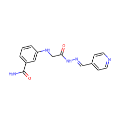 NC(=O)c1cccc(NCC(=O)N/N=C/c2ccncc2)c1 ZINC000201286898