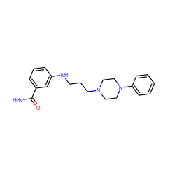 NC(=O)c1cccc(NCCCN2CCN(c3ccccc3)CC2)c1 ZINC000169339946