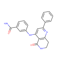 NC(=O)c1cccc(Nc2cc(-c3ccccc3)nc3c2C(=O)NCC3)c1 ZINC000116989545