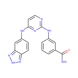 NC(=O)c1cccc(Nc2nccc(Nc3ccc4n[nH]nc4c3)n2)c1 ZINC000028950569