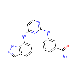 NC(=O)c1cccc(Nc2nccc(Nc3cccc4cn[nH]c34)n2)c1 ZINC000028950576