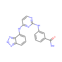 NC(=O)c1cccc(Nc2nccc(Nc3cccc4n[nH]nc34)n2)c1 ZINC000028950574