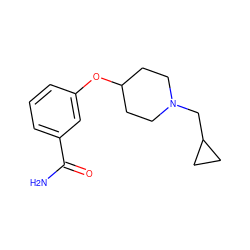 NC(=O)c1cccc(OC2CCN(CC3CC3)CC2)c1 ZINC000064549538