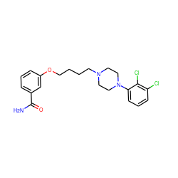 NC(=O)c1cccc(OCCCCN2CCN(c3cccc(Cl)c3Cl)CC2)c1 ZINC000653886970