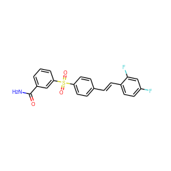 NC(=O)c1cccc(S(=O)(=O)c2ccc(/C=C/c3ccc(F)cc3F)cc2)c1 ZINC000049053973