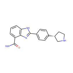 NC(=O)c1cccc2[nH]c(-c3ccc([C@@H]4CCNC4)cc3)nc12 ZINC000049068655