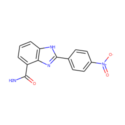 NC(=O)c1cccc2[nH]c(-c3ccc([N+](=O)[O-])cc3)nc12 ZINC000013834537