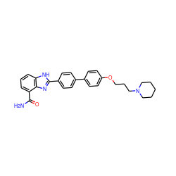 NC(=O)c1cccc2[nH]c(-c3ccc(-c4ccc(OCCCN5CCCCC5)cc4)cc3)nc12 ZINC000474608465