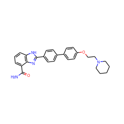 NC(=O)c1cccc2[nH]c(-c3ccc(-c4ccc(OCCN5CCCCC5)cc4)cc3)nc12 ZINC000474609295