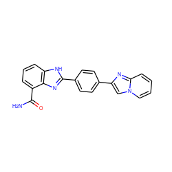 NC(=O)c1cccc2[nH]c(-c3ccc(-c4cn5ccccc5n4)cc3)nc12 ZINC000045291556