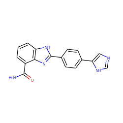 NC(=O)c1cccc2[nH]c(-c3ccc(-c4cnc[nH]4)cc3)nc12 ZINC000045291781