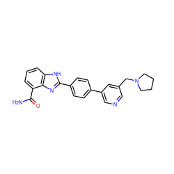 NC(=O)c1cccc2[nH]c(-c3ccc(-c4cncc(CN5CCCC5)c4)cc3)nc12 ZINC000474609605