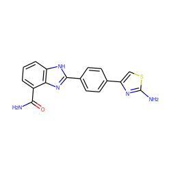 NC(=O)c1cccc2[nH]c(-c3ccc(-c4csc(N)n4)cc3)nc12 ZINC000045283639