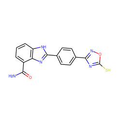 NC(=O)c1cccc2[nH]c(-c3ccc(-c4noc(S)n4)cc3)nc12 ZINC000045258017