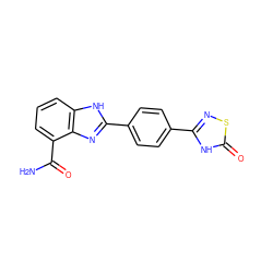 NC(=O)c1cccc2[nH]c(-c3ccc(-c4nsc(=O)[nH]4)cc3)nc12 ZINC000045317496