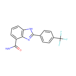 NC(=O)c1cccc2[nH]c(-c3ccc(C(F)(F)F)cc3)nc12 ZINC000013834536