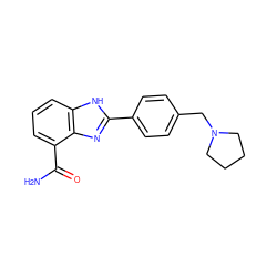 NC(=O)c1cccc2[nH]c(-c3ccc(CN4CCCC4)cc3)nc12 ZINC000026487667