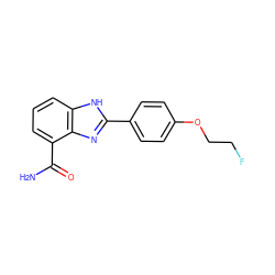 NC(=O)c1cccc2[nH]c(-c3ccc(OCCF)cc3)nc12 ZINC000103270625