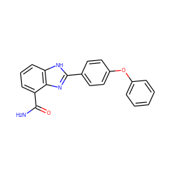 NC(=O)c1cccc2[nH]c(-c3ccc(Oc4ccccc4)cc3)nc12 ZINC000013612058