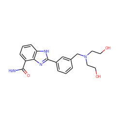 NC(=O)c1cccc2[nH]c(-c3cccc(CN(CCO)CCO)c3)nc12 ZINC000026497644