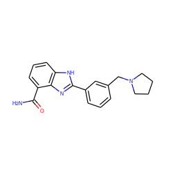 NC(=O)c1cccc2[nH]c(-c3cccc(CN4CCCC4)c3)nc12 ZINC000026491090