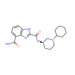 NC(=O)c1cccc2[nH]c(C(=O)N[C@@H]3CCCN(C4CCCCC4)C3)nc12 ZINC001772618033