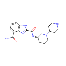 NC(=O)c1cccc2[nH]c(C(=O)N[C@@H]3CCCN(C4CCNCC4)C3)nc12 ZINC001772618523