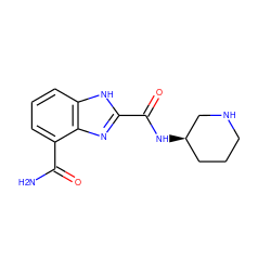 NC(=O)c1cccc2[nH]c(C(=O)N[C@@H]3CCCNC3)nc12 ZINC001772635116